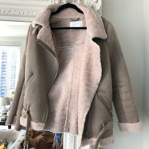 Zara Fleece Biker Jacket XS